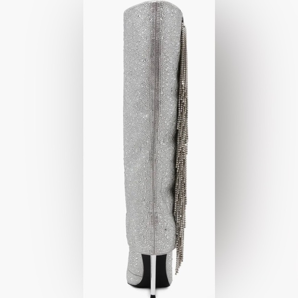 Steve Madden Silver Women's Boots Sanya Rhinestone Fringe Knee High Boot 6M NWOT - Picture 5 of 13